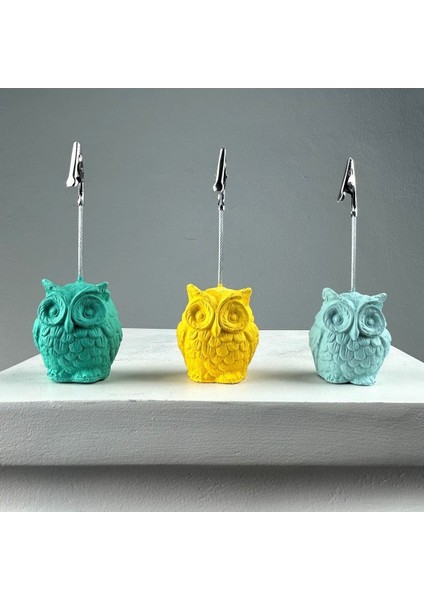 Baykuş Not Tutucu 3'lü Set (Buz Yeşili - Nane - Sarı)