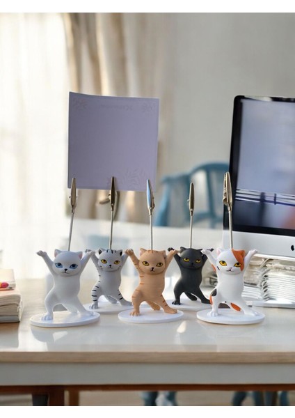 5li Renk Kalem Tutabilen Dansçı Kedi Fotoğraf Not Tutacağı Ofis Masası Hediyelik fiyatları