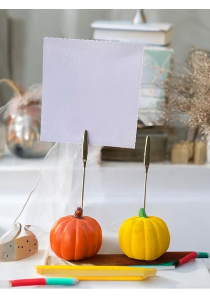 2'li Bal Kabağı Sarı ve Turuncu Fotoğraf Not Tutucu Ofis Masası Hediyelik