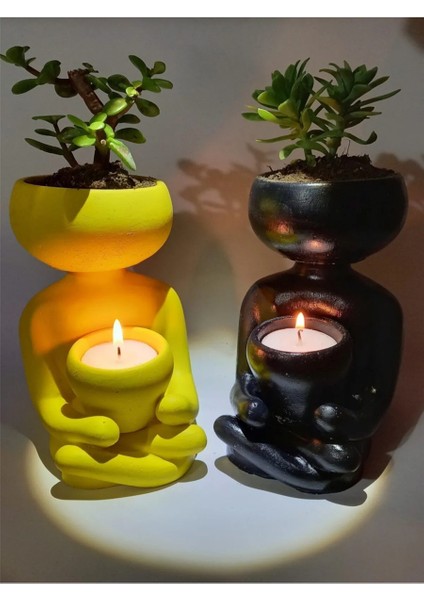 Siyah Yoga Sukulent Saksısı 2'li Set