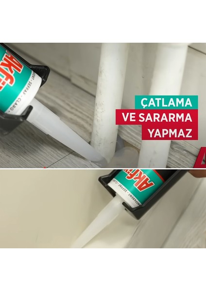 Genel Amaçlı Silikon Yapıştırma Sızıntı Önleyici Dolgu Silikonu 280 gr 1 Adet 1100E Şeffaf