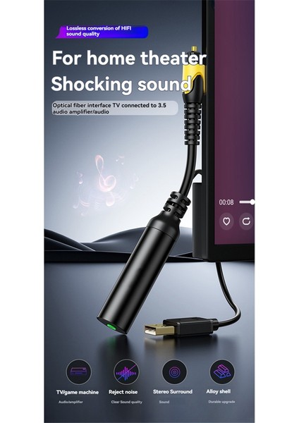 USB Dijital Fiber Optik Ses Kablosu Kare Port Spdıf - 3,5 mm (Yurt Dışından)