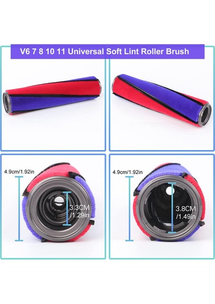 V6 V7 V8 Yumuşak Silindirler Için 9 Keçe Şeritli Yedek Fırça (Yurt Dışından)