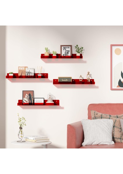 Transparan Bordo Duvar Raf (40 cm x 10 cm ) modelleri