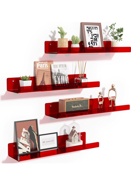 Transparan Bordo Duvar Raf (40 cm x 10 cm ) indirimleri