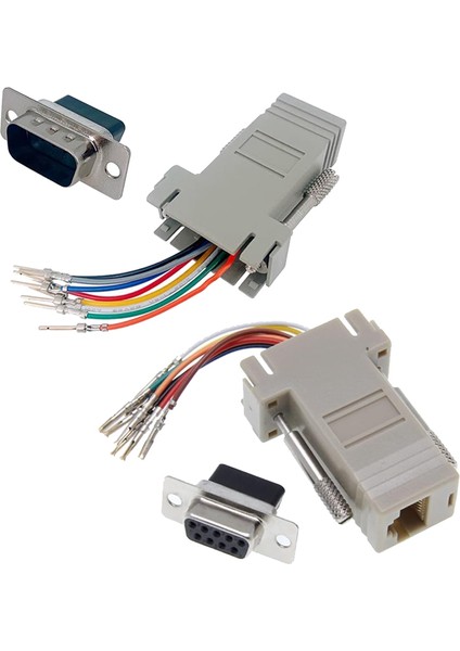 10 Adet Db9 - RJ45 Modüler Adaptör, Db9 - RJ45 Dişi Jak Adaptörü (Yurt Dışından)