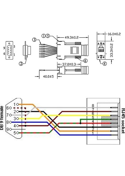 10 Adet Db9 - RJ45 Modüler Adaptör, Db9 - RJ45 Dişi Jak Adaptörü (Yurt Dışından)