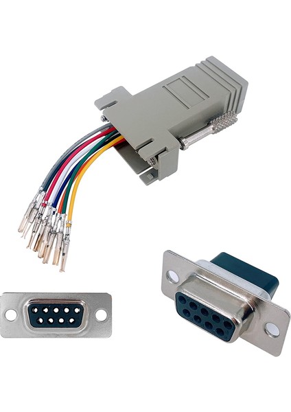 10 Adet Db9 - RJ45 Modüler Adaptör, Db9 - RJ45 Dişi Jak Adaptörü (Yurt Dışından)