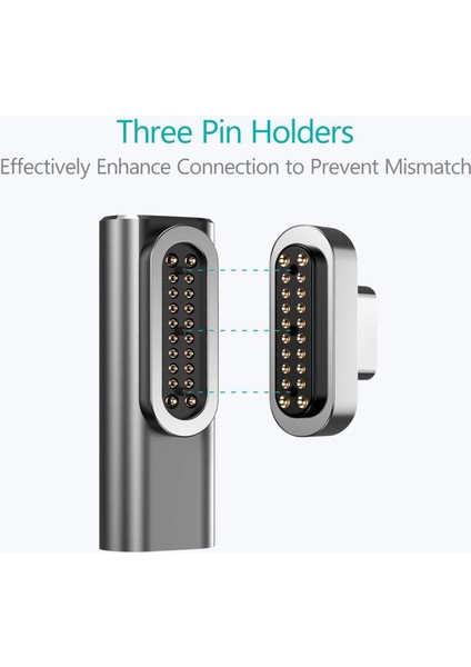 20PIN Manyetik USB C Adaptörü Tip C Konnektör USB Pd 100W Siyah (Yurt Dışından)
