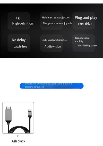 Type-C - HDMI Uyumlu Usb3.1 4K Hdtv Kablosu 2m (Yurt Dışından)