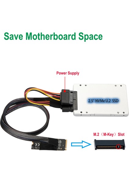 M.2 M-Key U.2 SFF-8639 Adaptör Kablosu (Yurt Dışından)