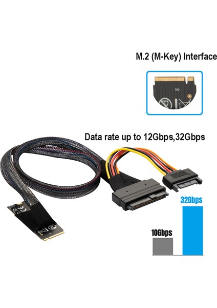 M.2 M-Key U.2 SFF-8639 Adaptör Kablosu (Yurt Dışından)