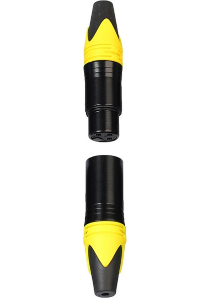 Çift 3 Pin Xlr Kablo Konnektörü Erkek ve Dişi -Sarı + Siyah (Yurt Dışından)