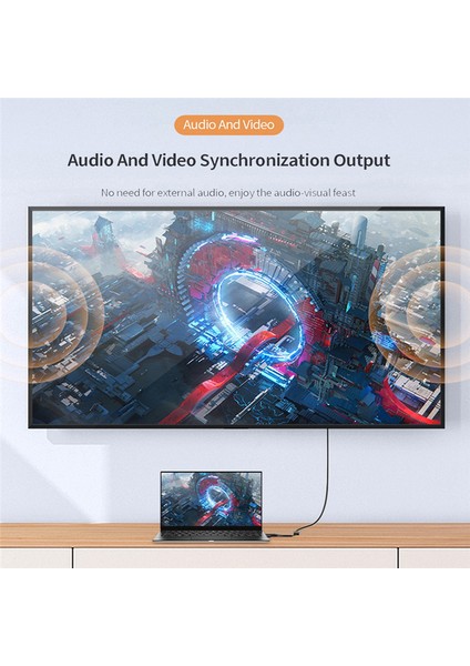HDMI Uyumlu - Typc C Dönüştürücü Kablo 4K 60HZ Pc Adaptörü (Yurt Dışından)