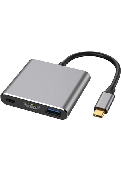 3'ü 1 Arada Type C - HDMI Adaptörü 4K 1080P USB Hub Yerleştirme Istasyonu Gri (Yurt Dışından)
