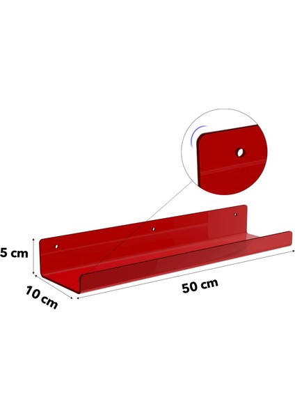 Transparan Bordo Duvar Raf (50 cm x 10 cm )