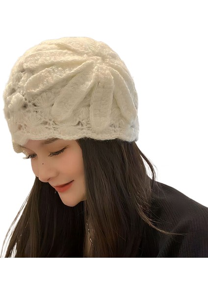 ilkbahar ve Sonbahar Ince Moda Çiçek Yün Şapka (Yurt Dışından)
