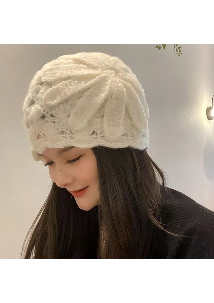 ilkbahar ve Sonbahar Ince Moda Çiçek Yün Şapka (Yurt Dışından)