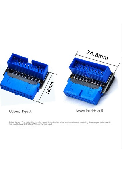 USB Başlık Adaptörü Usb3.2 Gen1 19PIN/20PIN Soket 90 Derece A (Yurt Dışından) fırsatları