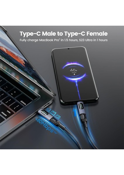 Adet USB C Adaptörü, 100W USB C Dişi - USB C Erkek Uzatma Adaptörü (Yurt Dışından)