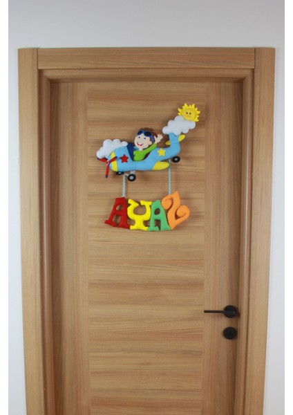 Ayaz Isimli Uçak Erkek Bebek Odası Kapı Süsü fiyatları