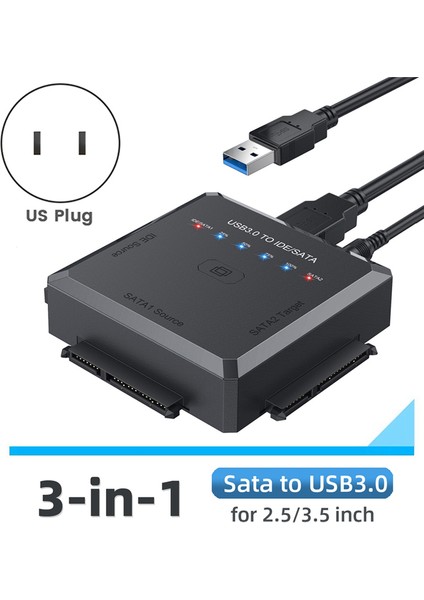 Sata - USB Adaptörü USB 3.0 - Ide/sata 3 Kablo Dönüştürücü - Abd Fişi (Yurt Dışından)