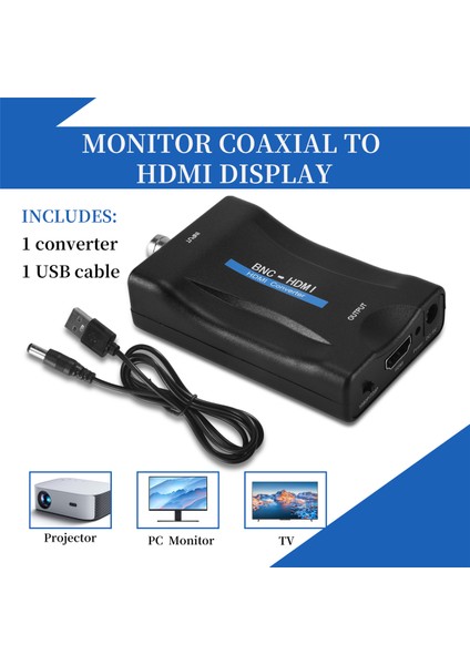 Bnc'den Hdmı'ya Dönüştürücü Adaptör Dişi Cvbs Bnc HDMI Koaksiyel 1080P Çıkış (Yurt Dışından)