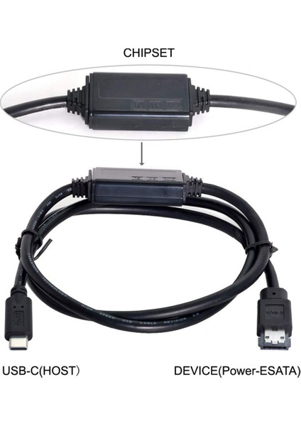 Esata - USB C Kablosu USB Tip C Erkek Ana Bilgisayardan Esata Esatap HDD Kablosu (Yurt Dışından)