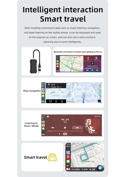 Usb/type C 2'si 1 Arada Kablosuz Carplay Adaptörü Kabloludan Kablosuza (Yurt Dışından)