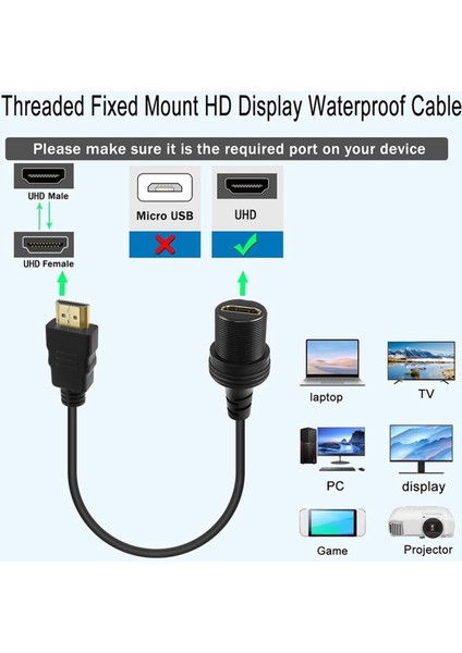 HDMI Uyumlu Erkek - Dişi Uzatma Kablosu 0,3 M (Yurt Dışından)