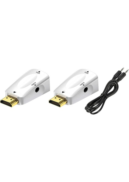 HDMI Uyumlu VGA Adaptörü Hd 1080P Ses Dönüştürücü Beyaz (Yurt Dışından)