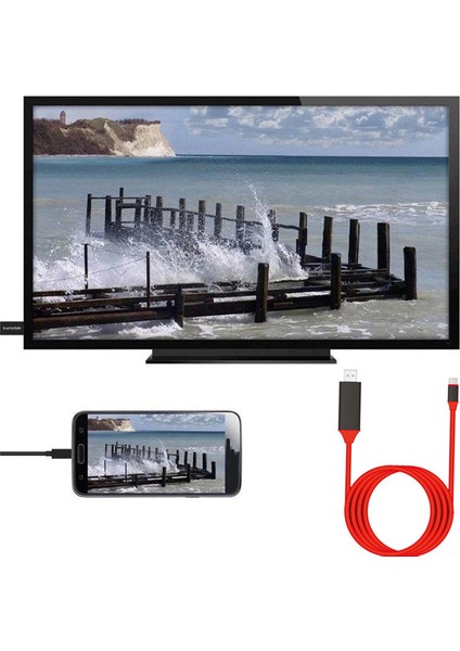 Type-C - HDMI Uyumlu Usb3.1 4K Hdtv Kablosu 2m-Kırmızı (Yurt Dışından)