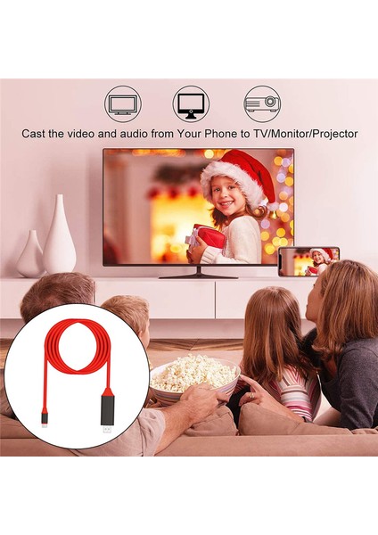 Type-C - HDMI Uyumlu Usb3.1 4K Hdtv Kablosu 2m-Kırmızı (Yurt Dışından) modelleri