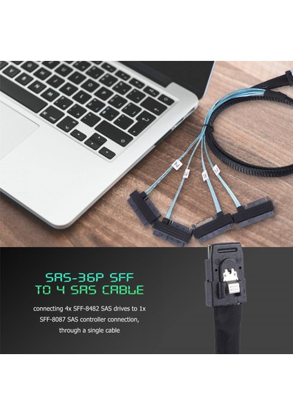 Mini SAS-36P Sff 8087 Ila 4 Sas 29P Kablo 15P Sata Sabit Sürücü Kablosu 1m (Yurt Dışından)