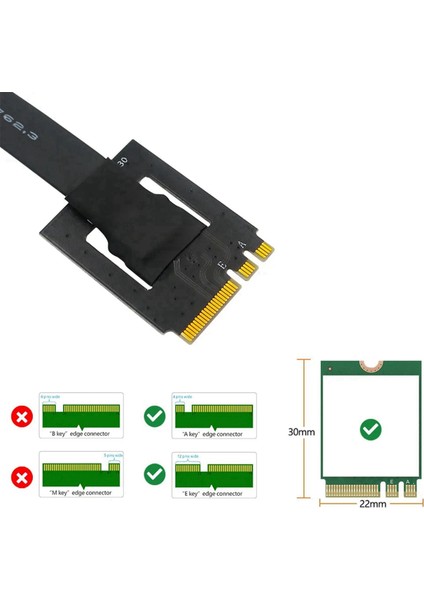 270 Derece M.2 Ngff Çift Anahtar Ae'den Pcı-E 4x Adaptör Dönüştürme Kablosu (Yurt Dışından)