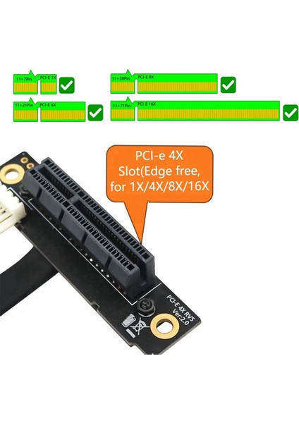 270 Derece M.2 Ngff Çift Anahtar Ae'den Pcı-E 4x Adaptör Dönüştürme Kablosu (Yurt Dışından)