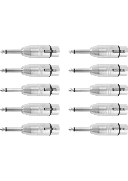 10 Adet 3pin Xlr Dişi - 6.35MM Erkek Mono Fiş Kablo Adaptörü (Yurt Dışından)