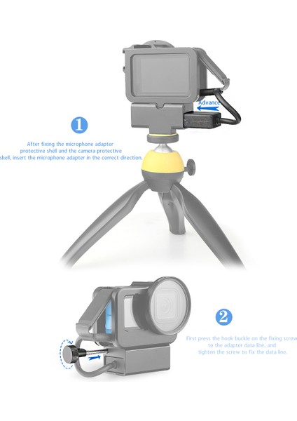 Gopro Hero 5/6/7/8/9 Action Için Alüminyum Alaşımlı Mikrofon Adaptörü (Yurt Dışından)