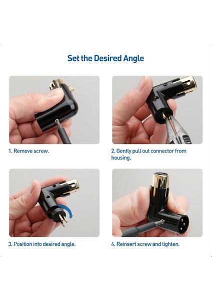 Adet 3pin Xlr Açı Adaptörü Erkekten Dişiye Dik Açı Xlr Adaptörü (Yurt Dışından)