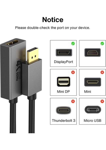 4K Display Port - HDMI Uyumlu Adaptör, (Yurt Dışından)