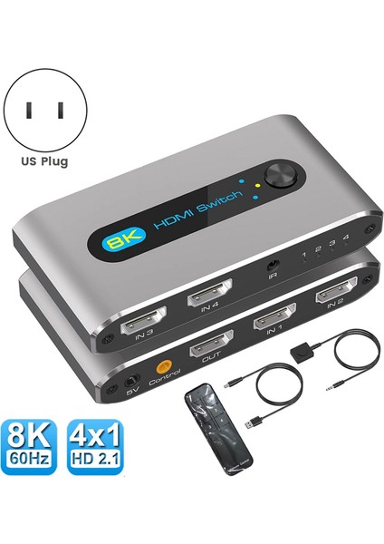 HDMI Uyumlu 4'ü 1 Arada Çıkışlı Anahtar Ayırıcı Abd Fişi (Yurt Dışından)