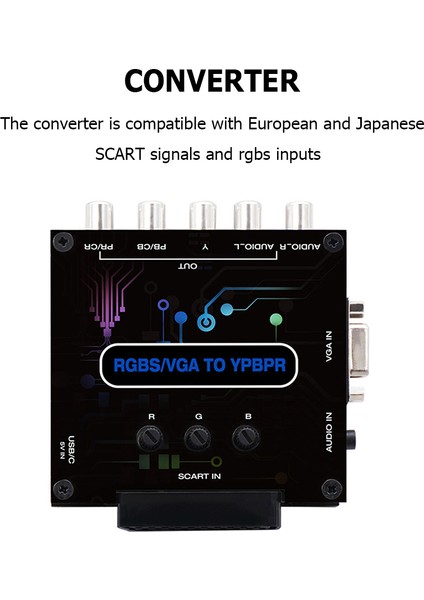 Rgbs VGA Scart To Ypbpr Dönüştürücü Video Oyun Konsolu Video Adaptörü (Yurt Dışından)