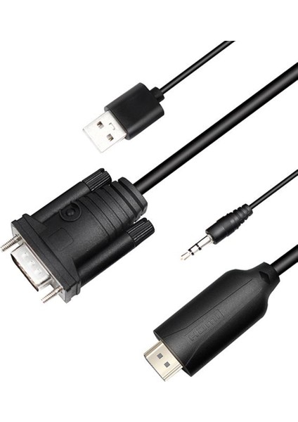 1.8m VGA - HDMI Kablosu VGA2HDMI Ses Video Adaptörü Hdtv Pc Için (Yurt Dışından)
