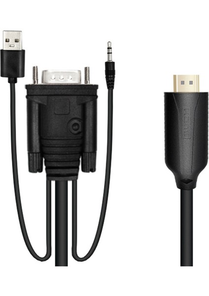 1.8m VGA - HDMI Kablosu VGA2HDMI Ses Video Adaptörü Hdtv Pc Için (Yurt Dışından)