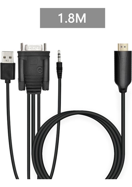 1.8m VGA - HDMI Kablosu VGA2HDMI Ses Video Adaptörü Hdtv Pc Için (Yurt Dışından)