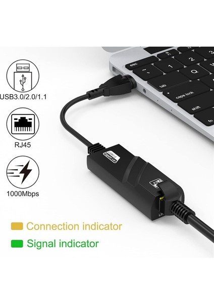 USB 3.0 Type C - Gigabit Ethernet RJ45 Lan Adaptörü Ağ Kartı (Yurt Dışından)