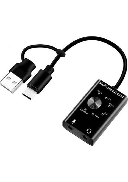 Çoklu Ses Kartı USB 2.0 Tip C Stereo Mikrofon Adaptörü (Yurt Dışından)