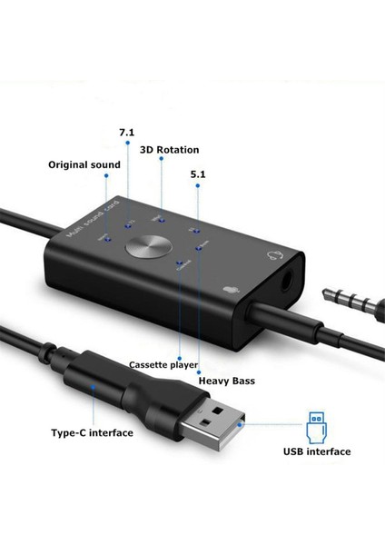 Çoklu Ses Kartı USB 2.0 Tip C Stereo Mikrofon Adaptörü (Yurt Dışından)