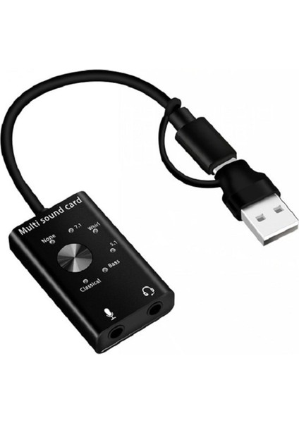 Çoklu Ses Kartı USB 2.0 Tip C Stereo Mikrofon Adaptörü (Yurt Dışından)