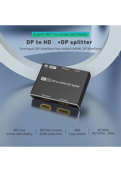 8k Dp - HDMI Uyumlu + Dp Video Ayırıcı 8K@30Hz 4K@120Hz (Yurt Dışından) fiyatları